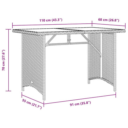 Garden Table | Black | Poly Rattan, Tempered Glass, Powder-Coated Steel