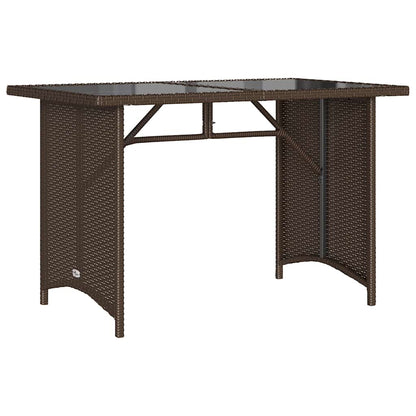 Garden Table with Glass Top Brown 110x68x70 cm Poly Rattan