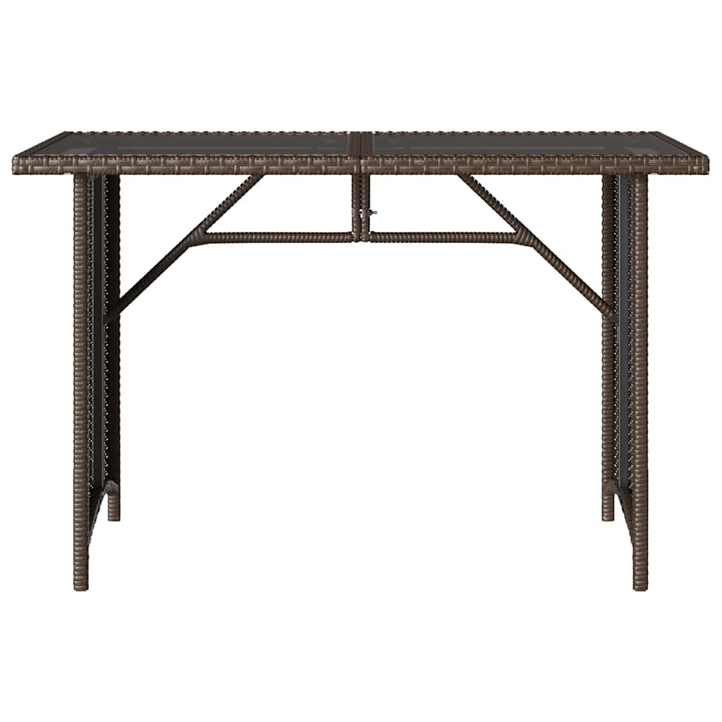 Garden Table with Glass Top Brown 110x68x70 cm Poly Rattan