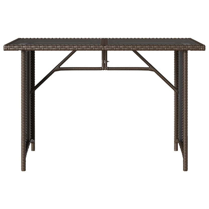 Garden Table with Glass Top Brown 110x68x70 cm Poly Rattan