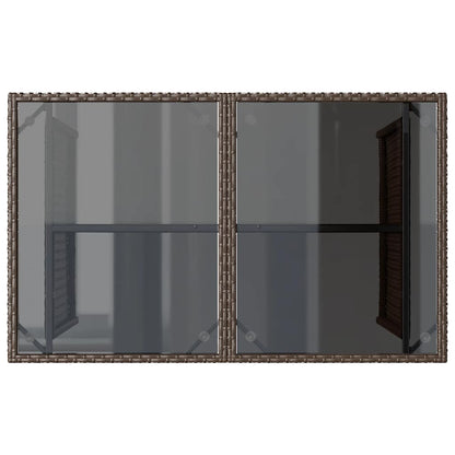 Garden Table with Glass Top Brown 110x68x70 cm Poly Rattan