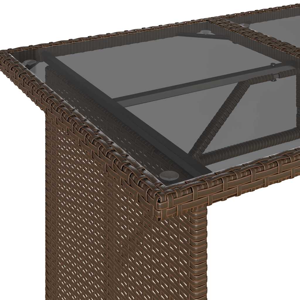 Garden Table with Glass Top Brown 110x68x70 cm Poly Rattan