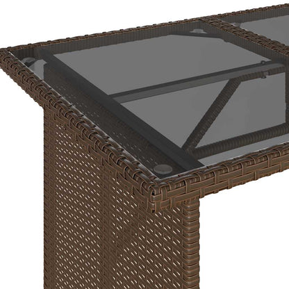 Garden Table with Glass Top Brown 110x68x70 cm Poly Rattan
