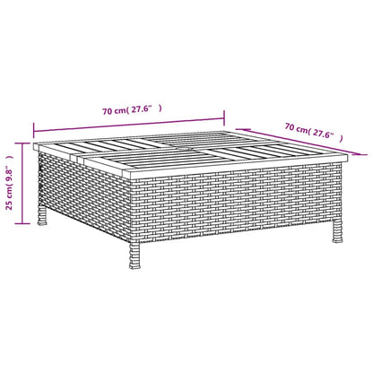 Parasol Base Cover Black 70x70x25 cm Poly Rattan and Acacia