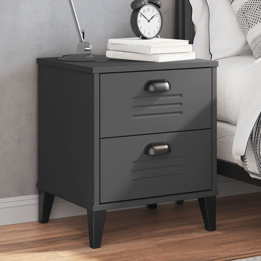 Bedside Cabinet "VIKEN" Anthracite Grey Engineered Wood