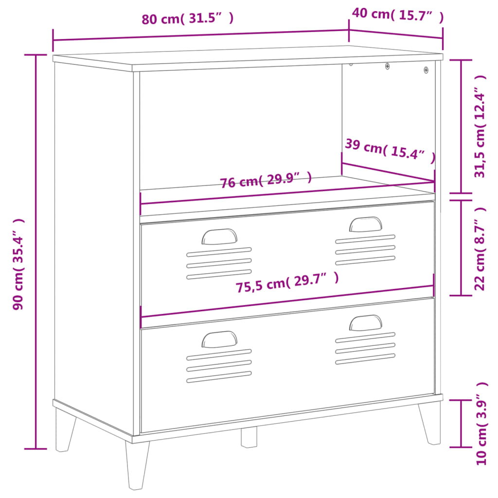 Bookcase "VIKEN" White 80x40x90 cm Engineered Wood
