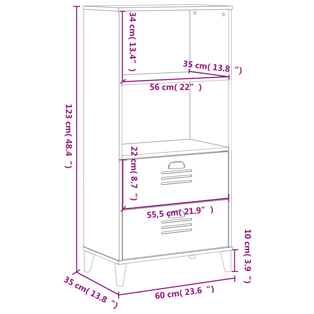 Bookcase "VIKEN" White 60x35x123 cm Engineered Wood