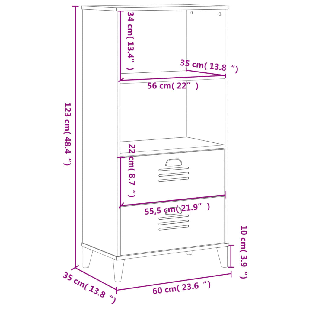 Bookcase "VIKEN" Black 60x35x123 cm Engineered Wood