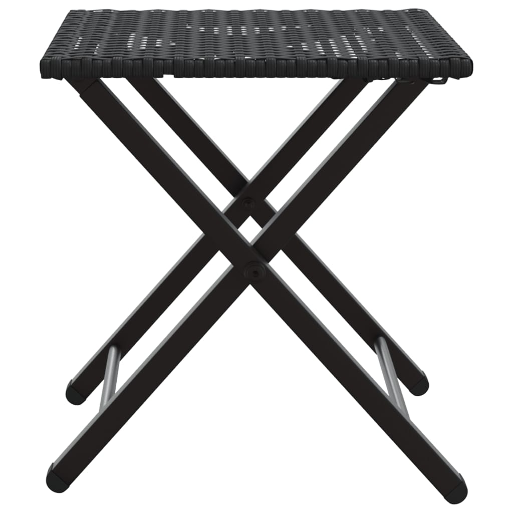 5 Piece Garden Camping Set Foldable Black Poly Rattan