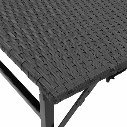 5 Piece Garden Camping Set Foldable Black Poly Rattan