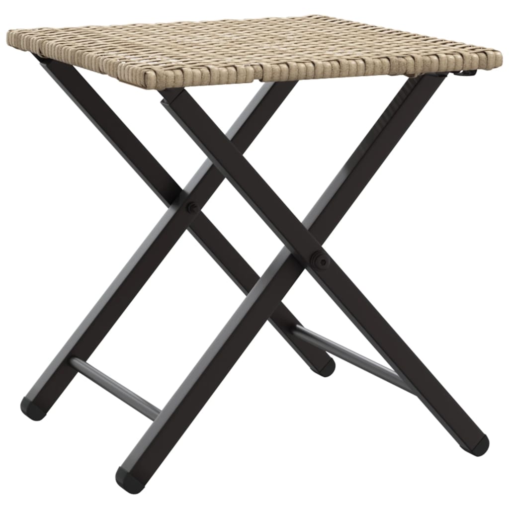 5 Piece Garden Camping Set Foldable Beige Poly Rattan