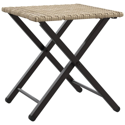 5 Piece Garden Camping Set Foldable Beige Poly Rattan