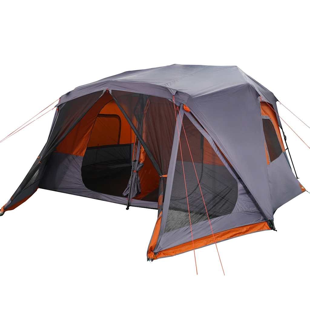 Family Tent 10-Person Grey and Orange Quick Release Waterproof