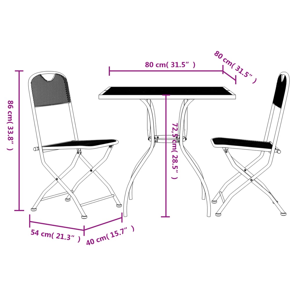 Garden Dining Set | Anthracite | Expanded metal mesh | Compact | Foldable