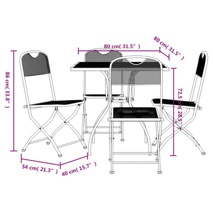 Garden Dining Set | Anthracite | Expanded metal mesh | 5 Piece Set