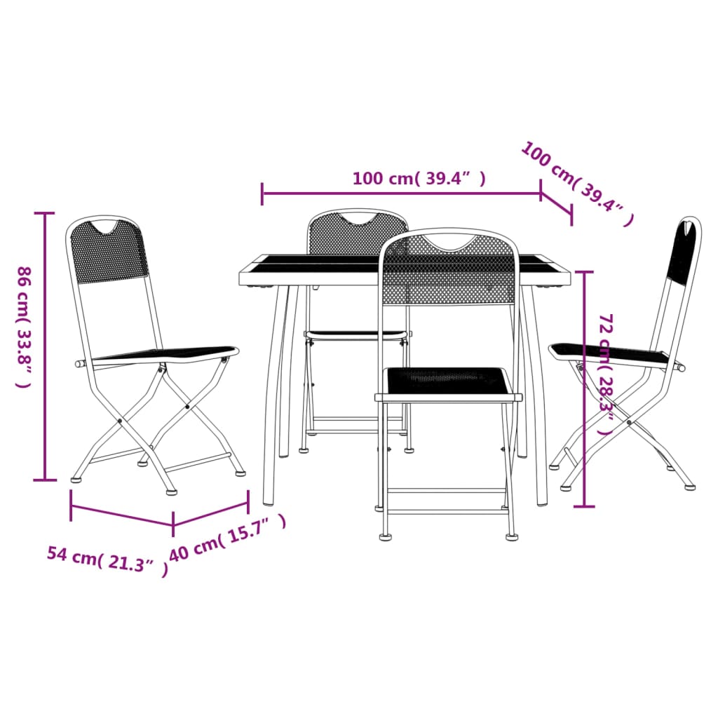 Garden Dining Set | Anthracite | Metal with e-coating finish | Medium