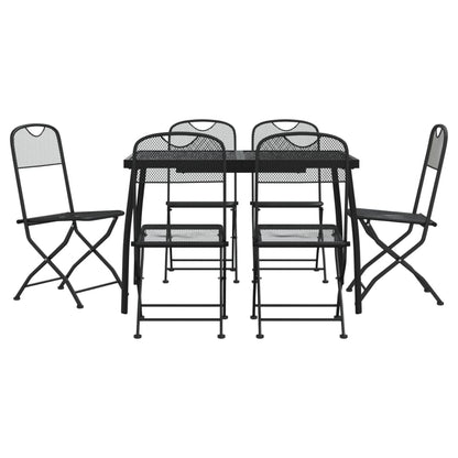 Garden Dining Set | Anthracite | Metal mesh | 7 piece set | Foldable