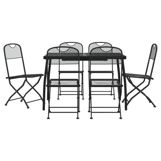 Garden Dining Set | Anthracite | Metal mesh | 7 piece set | Foldable