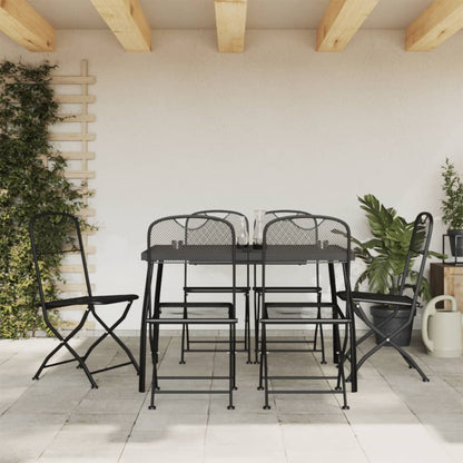 Garden Dining Set | Anthracite | Metal mesh | 7 piece set | Foldable