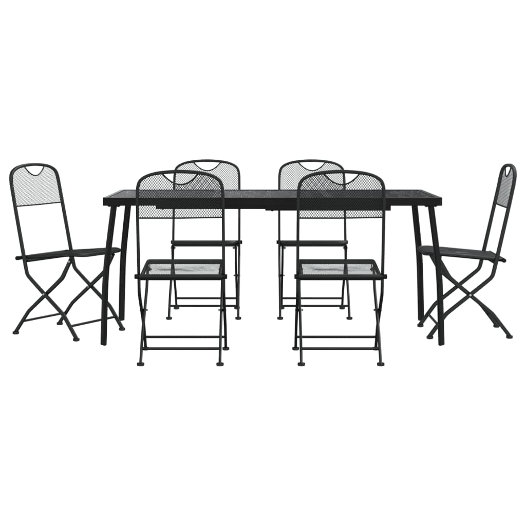 Garden Dining Set | Anthracite | Metal Mesh | Foldable