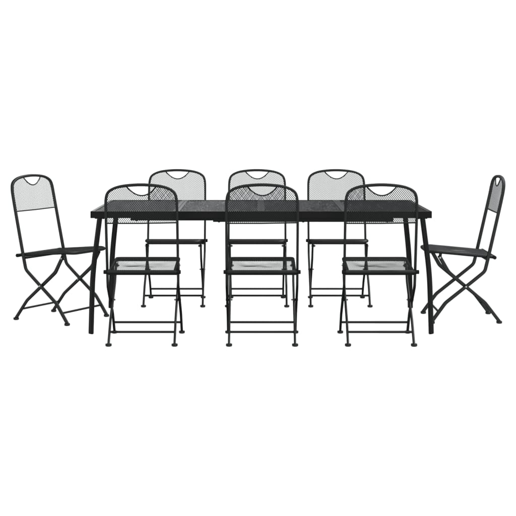 Garden Dining Set | Anthracite | Metal mesh | 9 Piece Set | Collapsible