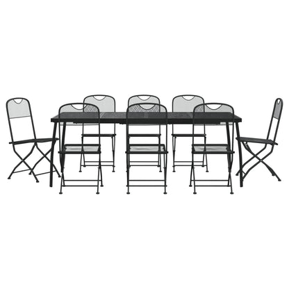 Garden Dining Set | Anthracite | Metal mesh | 9 Piece Set | Collapsible
