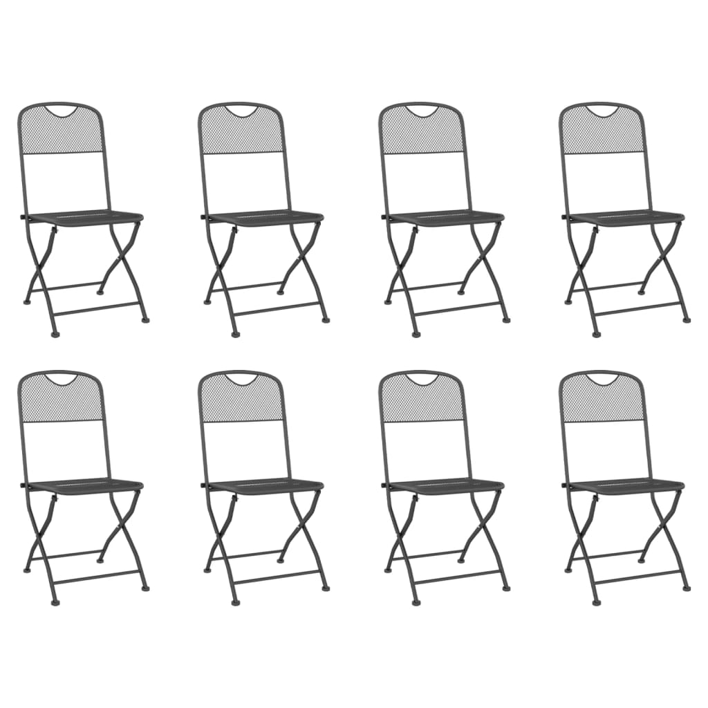 Garden Dining Set | Anthracite | Metal mesh | 9 Piece Set | Collapsible