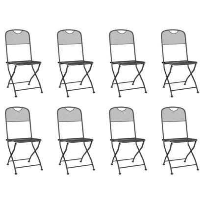 Garden Dining Set | Anthracite | Metal mesh | 9 Piece Set | Collapsible
