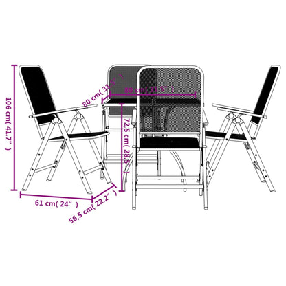 Garden Dining Set | Anthracite | Metal Mesh | 5 Piece Set | Foldable