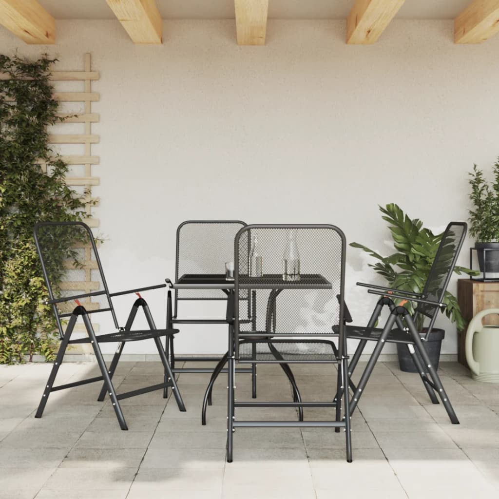 Garden Dining Set | Anthracite | Metal Mesh | 5 Piece Set | Foldable
