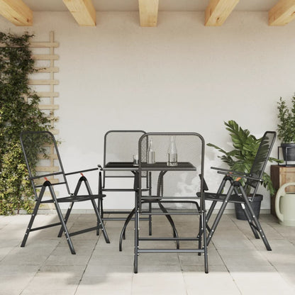 Garden Dining Set | Anthracite | Metal Mesh | 5 Piece Set | Foldable