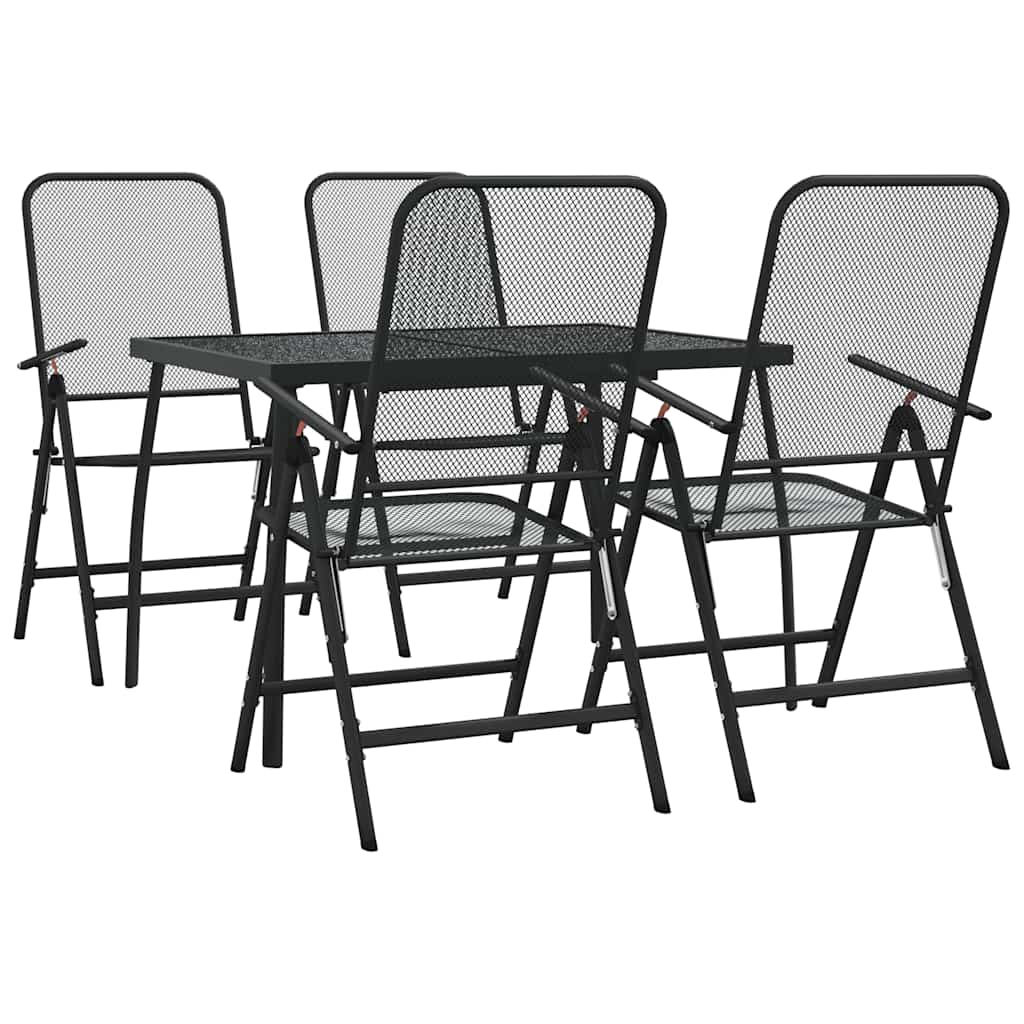 5 Piece Garden Dining Set Anthracite Metal Mesh