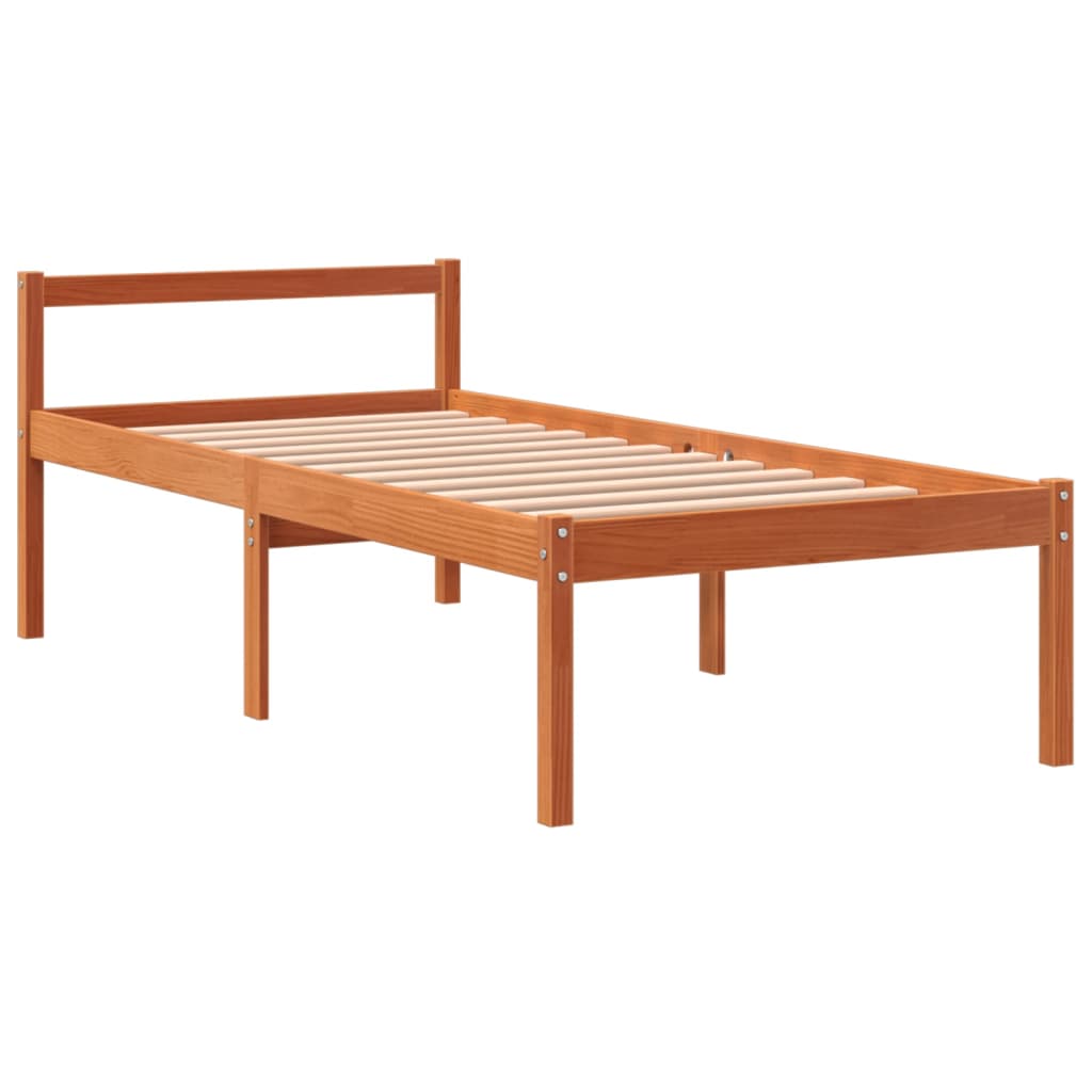 Senior Bed without Mattress Wax Brown 75x190 cm Small Single Solid Wood Pine