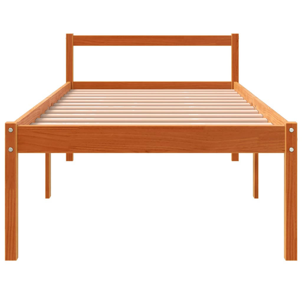 Senior Bed without Mattress Wax Brown 75x190 cm Small Single Solid Wood Pine