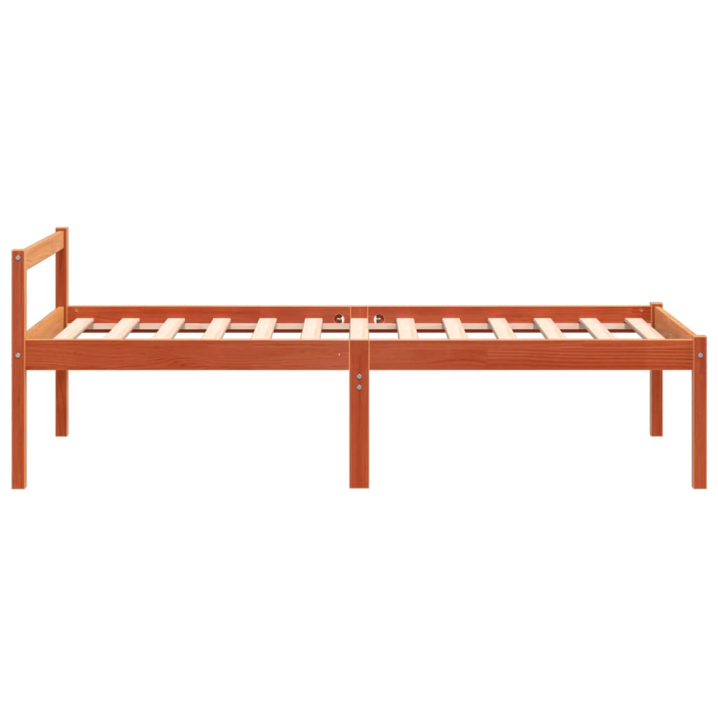 Senior Bed without Mattress Wax Brown 75x190 cm Small Single Solid Wood Pine