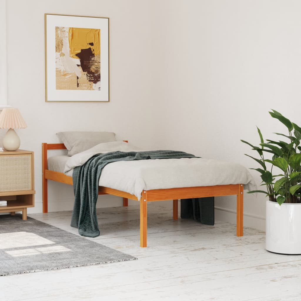Senior Bed without Mattress Wax Brown 75x190 cm Small Single Solid Wood Pine