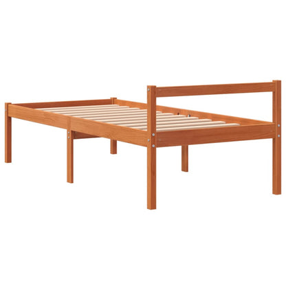 Senior Bed without Mattress Wax Brown 90x190 cm Single Solid Wood Pine