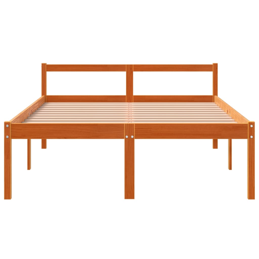 Senior Bed without Mattress Wax Brown 120x190 cm Small Double Solid Wood Pine