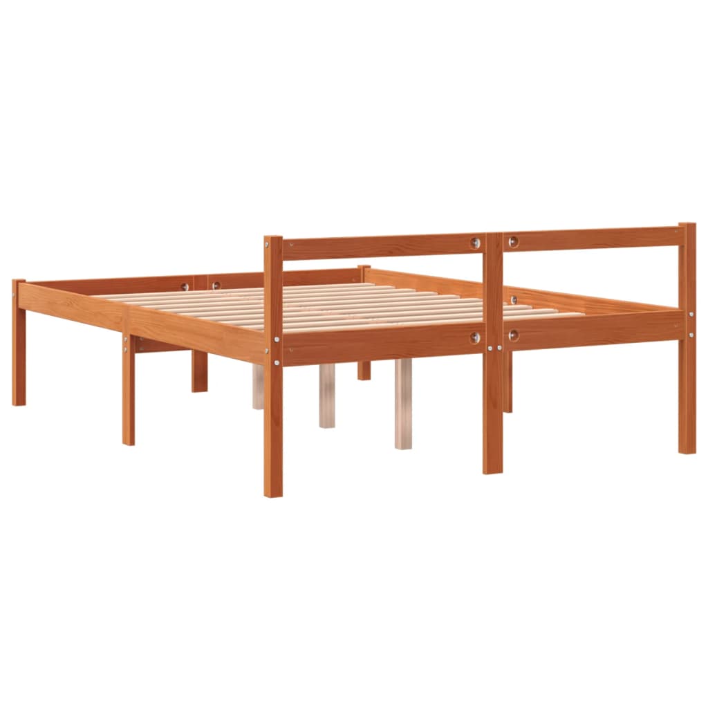 Senior Bed without Mattress Wax Brown 120x190 cm Small Double Solid Wood Pine