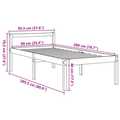 Senior Bed without Mattress Wax Brown 90x200 cm Solid Wood Pine