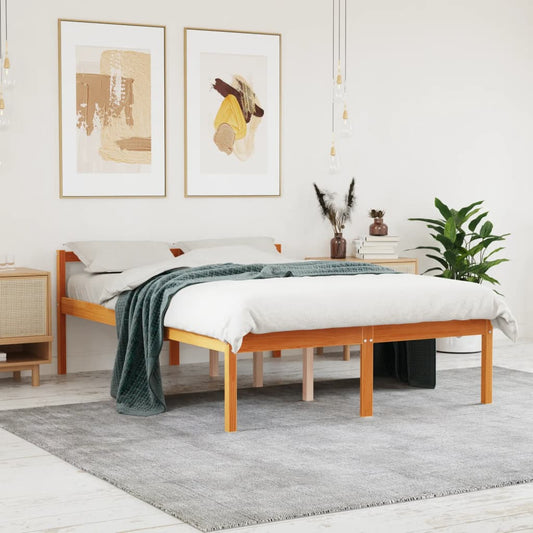 Senior Bed without Mattress Wax Brown 140x200 cm Solid Wood Pine