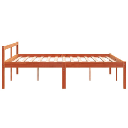 Senior Bed without Mattress Wax Brown 150x200 cm King Size Solid Wood Pine