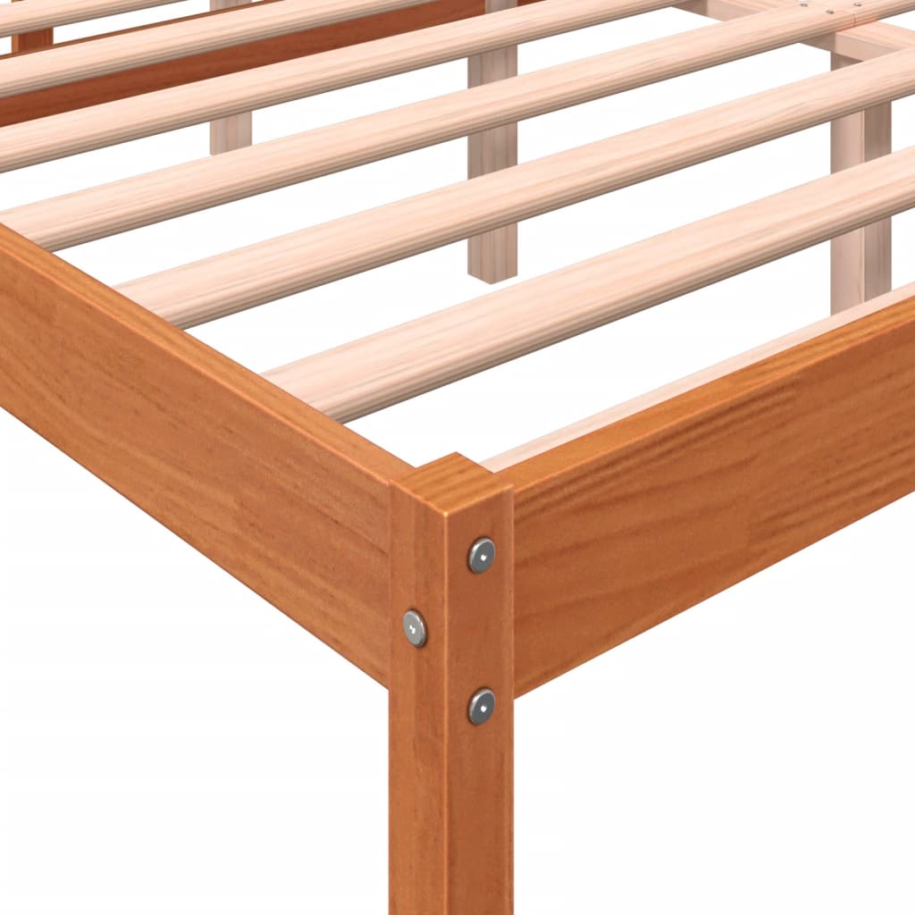 Senior Bed without Mattress Wax Brown 150x200 cm King Size Solid Wood Pine