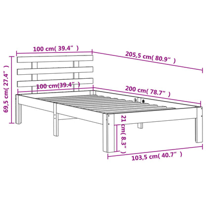 Bed Frame | Wax Brown | Solid Pine Wood, Plywood | 100 x 200 cm | Durable
