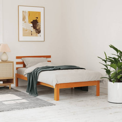 Bed Frame | Wax Brown | Solid Pine Wood, Plywood | 100 x 200 cm | Durable