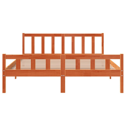 Bed Frame without Mattress Wax Brown 150x200 cm King Size Solid Wood Pine