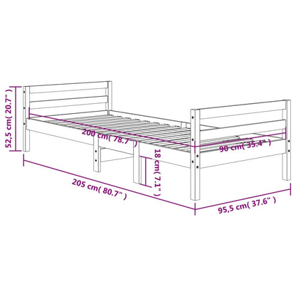 Bed Frame without Mattress Wax Brown 90x200 cm Solid Wood Pine