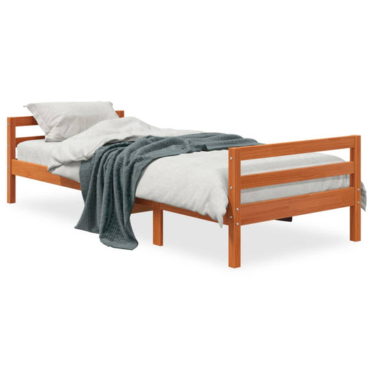 Bed Frame without Mattress Wax Brown 75x190 cm Small Single Solid Wood Pine