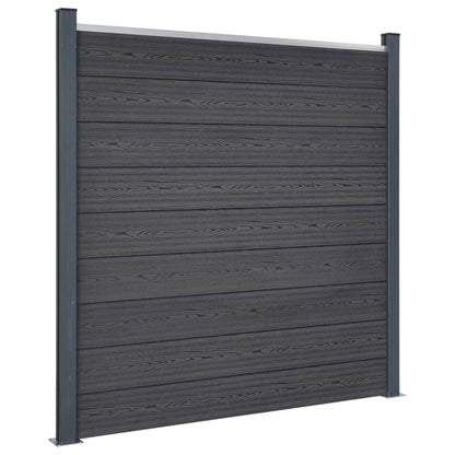 Fence Panel Set Grey 699x186 cm WPC