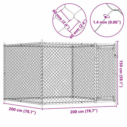 Dog Cage with Door Grey 2x2x1,5 m Galvanised Steel